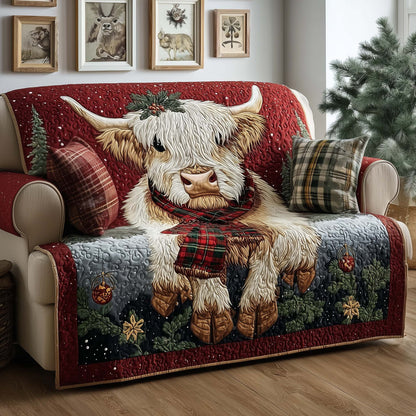 Highland Cow Quilted Sofa Cover GFTOYC1649