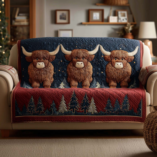 Highland Cow Quilted Sofa Cover GFTOYC1651