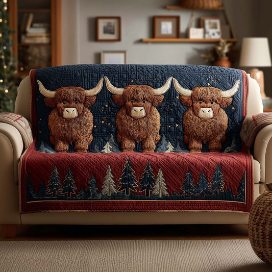 Highland Cow Quilted Sofa Cover GFTOYC1651
