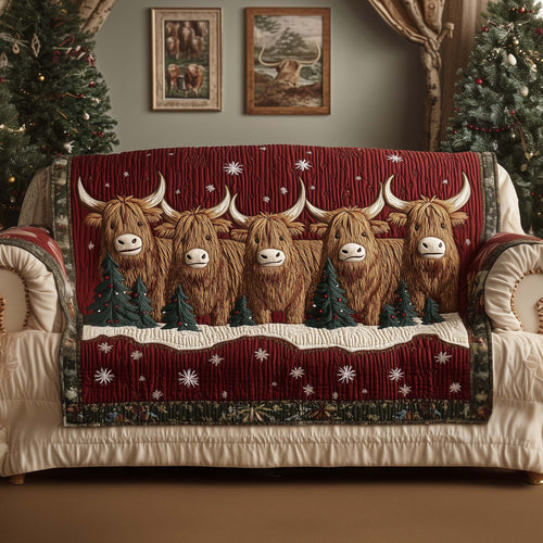 Highland Cow Quilted Sofa Cover GFTOYC1652