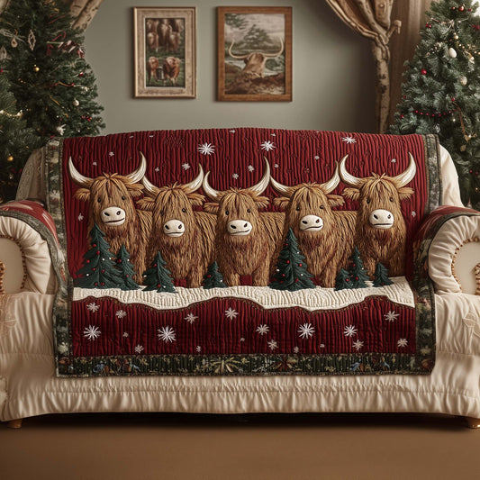 Highland Cow Quilted Sofa Cover GFTOYC1652