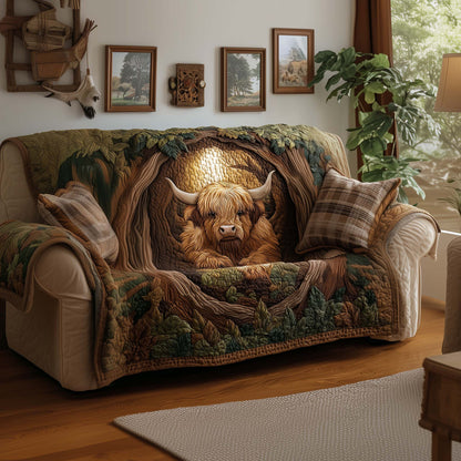 Highland Cow Quilted Sofa Cover GFTOYC1654