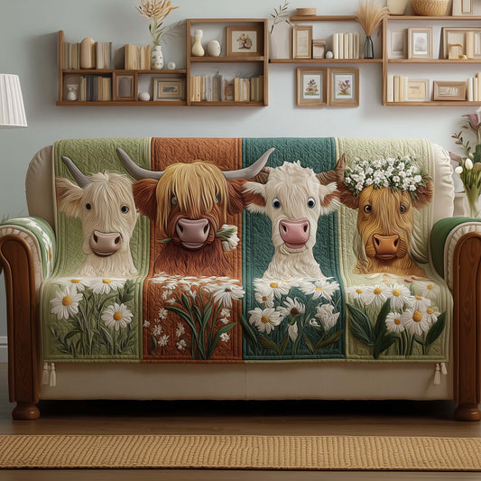 Highland Cow Quilted Sofa Cover GFTOYC1655