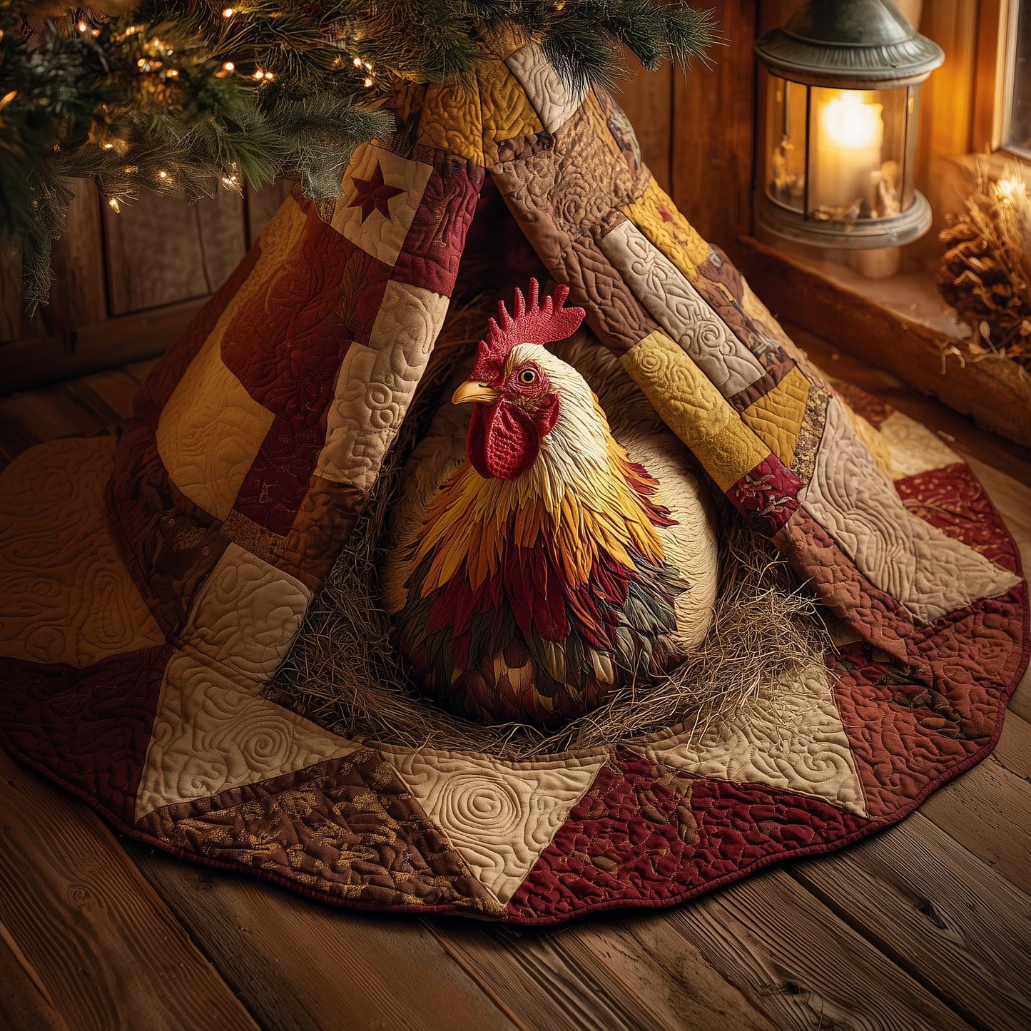 Cozy Chicken Quilted Tree Skirt GFTOYC1659