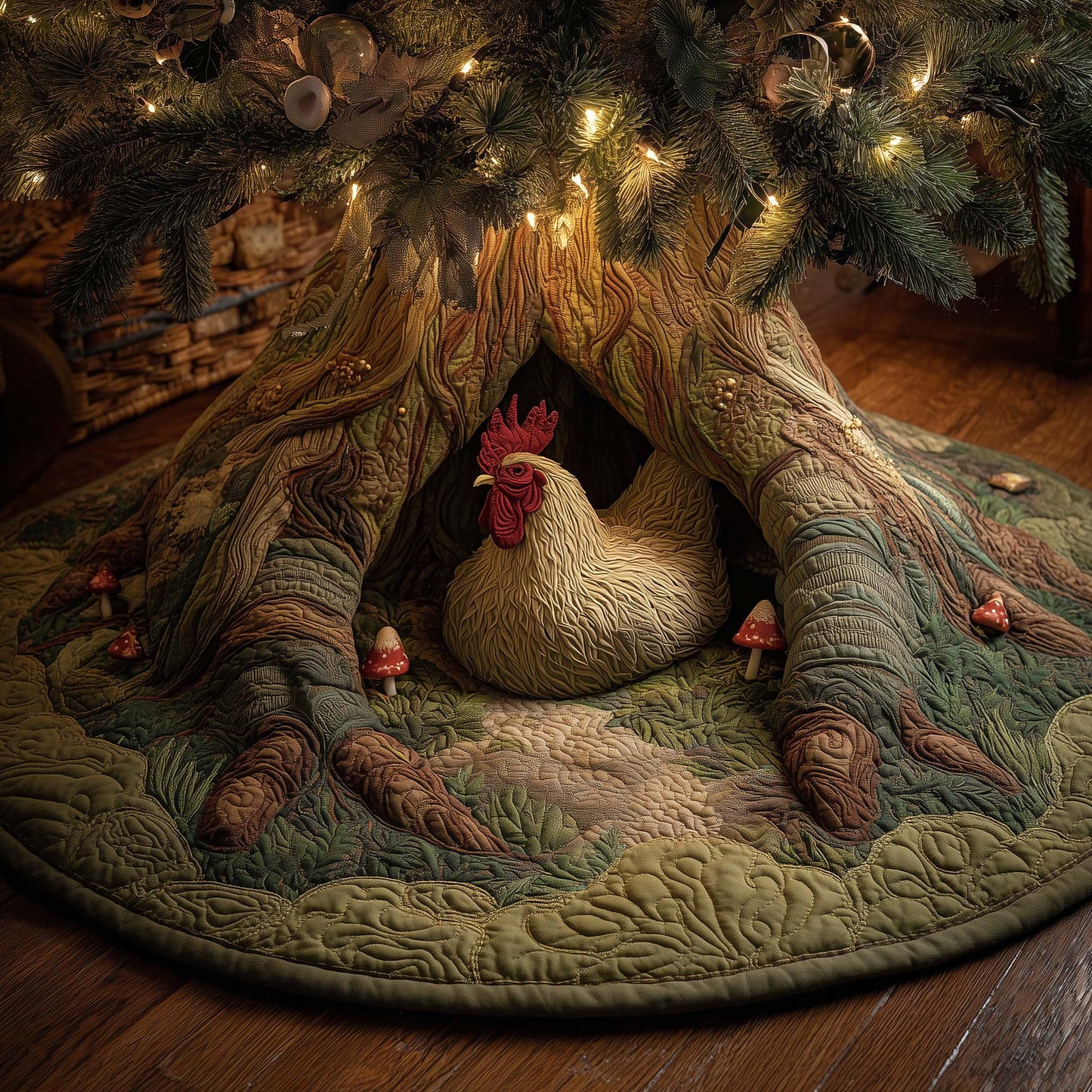 Cozy Chicken Quilted Tree Skirt GFTOYC1660