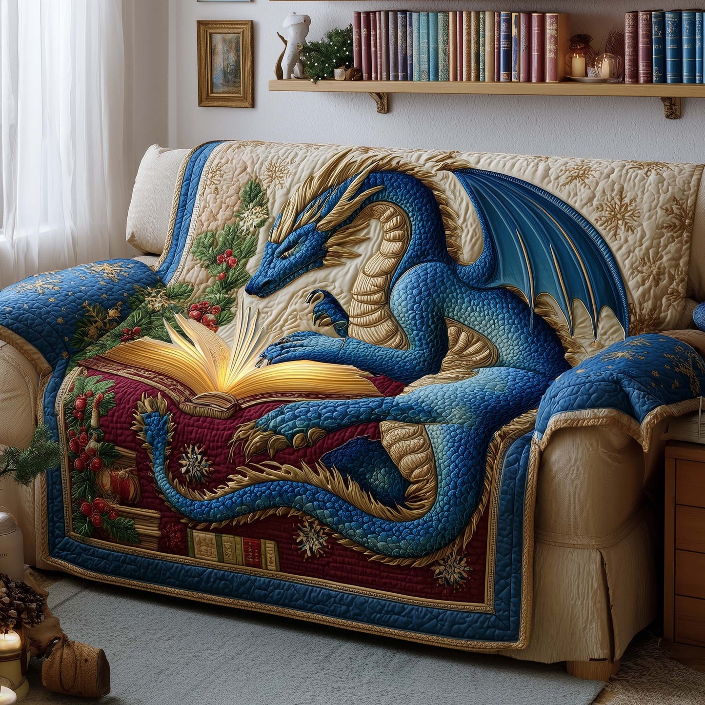 Dragon Book Quilted Sofa Cover GFTOYC1676