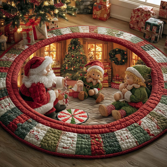 Santa Workshop Quilted Round Mat GFTOYC1677
