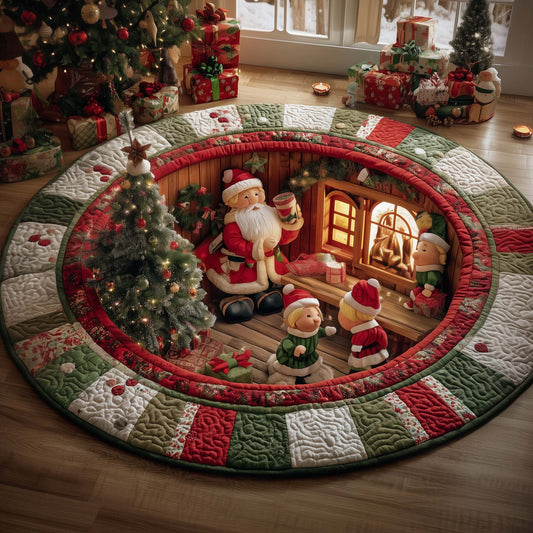 Santa Workshop Quilted Round Mat GFTOYC1678