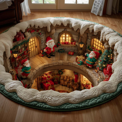 Santa Workshop Quilted Round Mat GFTOYC1681
