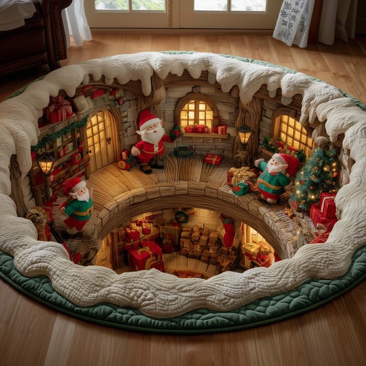 Santa Workshop Quilted Round Mat GFTOYC1681
