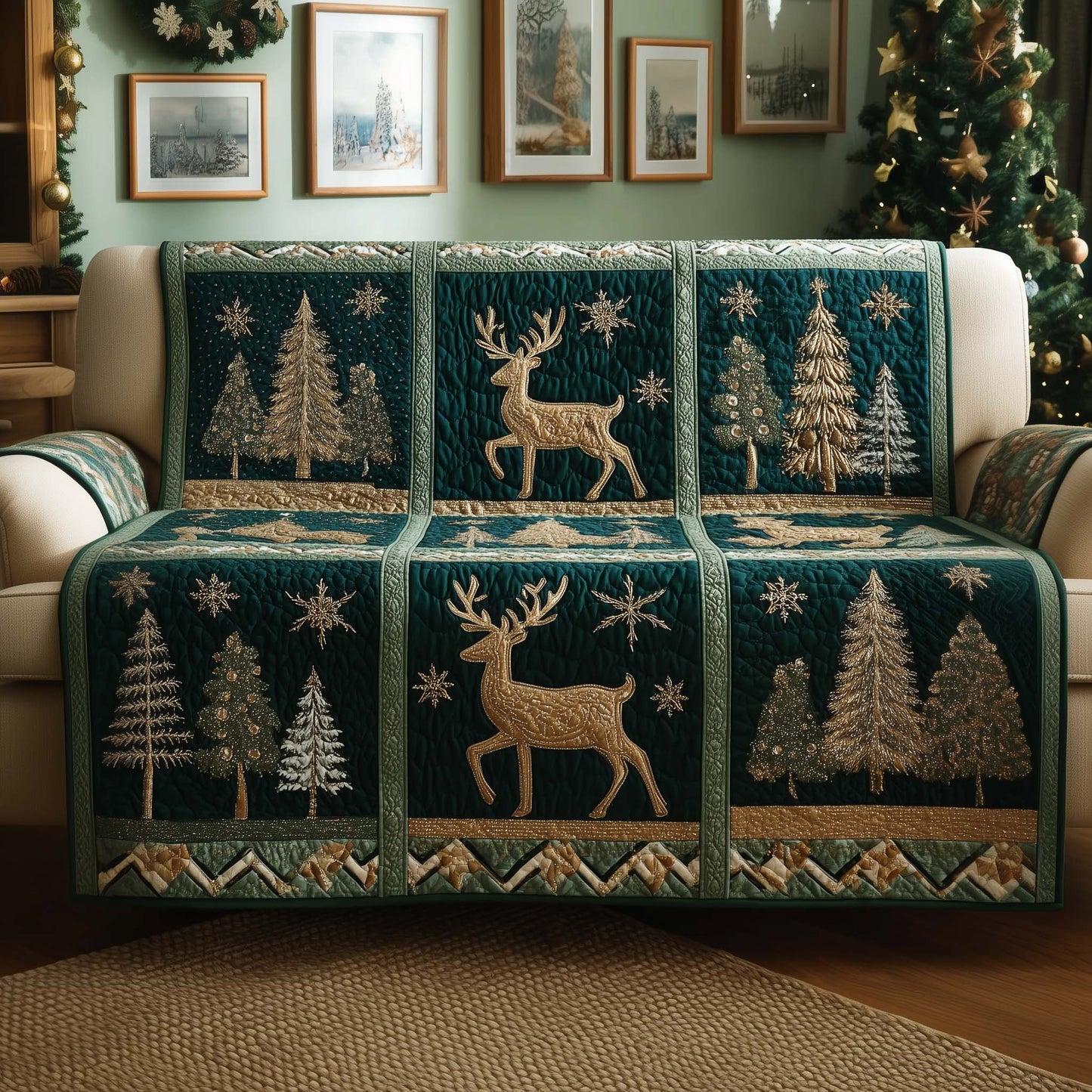 Yuletide Patchwork Quilted Sofa Cover GFTOYC1693