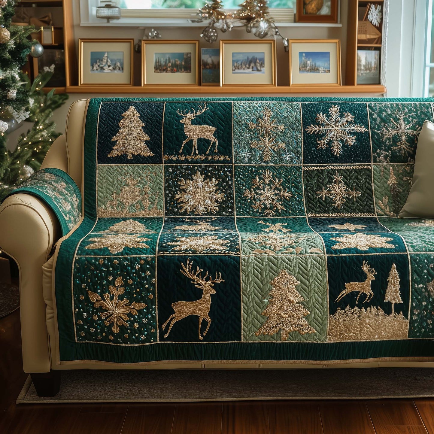 Yuletide Patchwork Quilted Sofa Cover GFTOYC1694