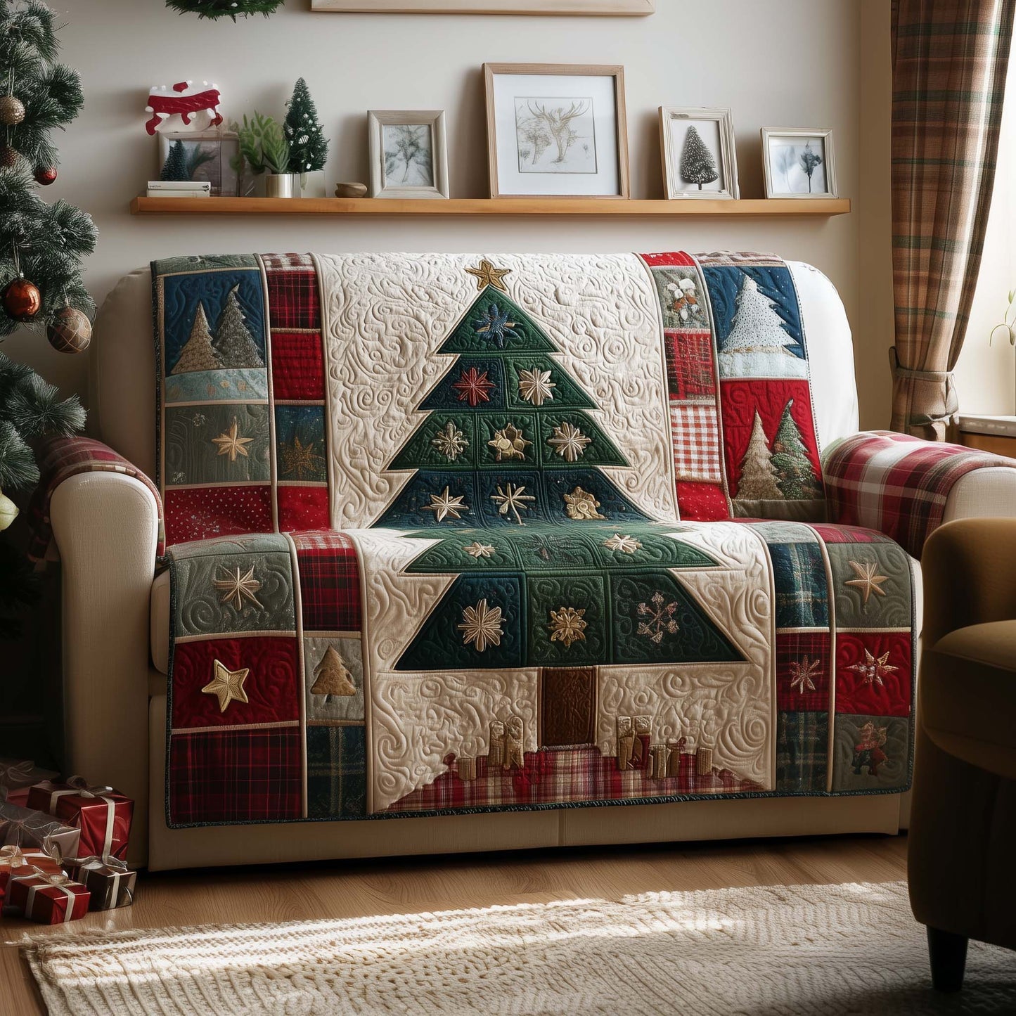 Yuletide Patchwork Quilted Sofa Cover GFTOYC1695