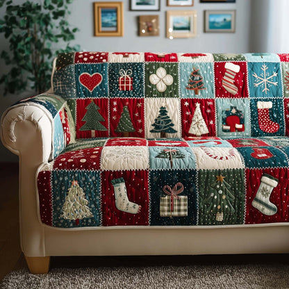 Yuletide Patchwork Quilted Sofa Cover GFTOYC1696