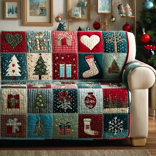 Yuletide Patchwork Quilted Sofa Cover GFTOYC1698