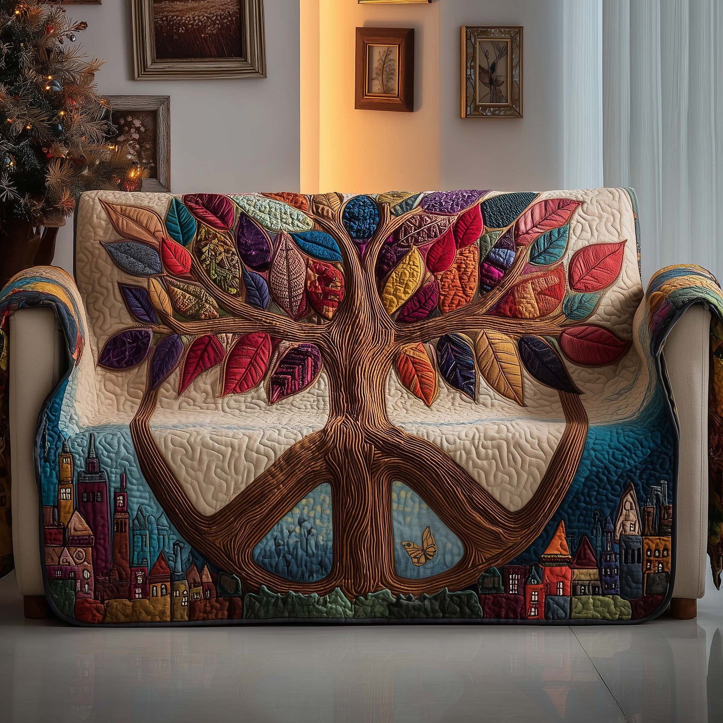 Peace Sign Quilted Sofa Cover GFTOYC1728