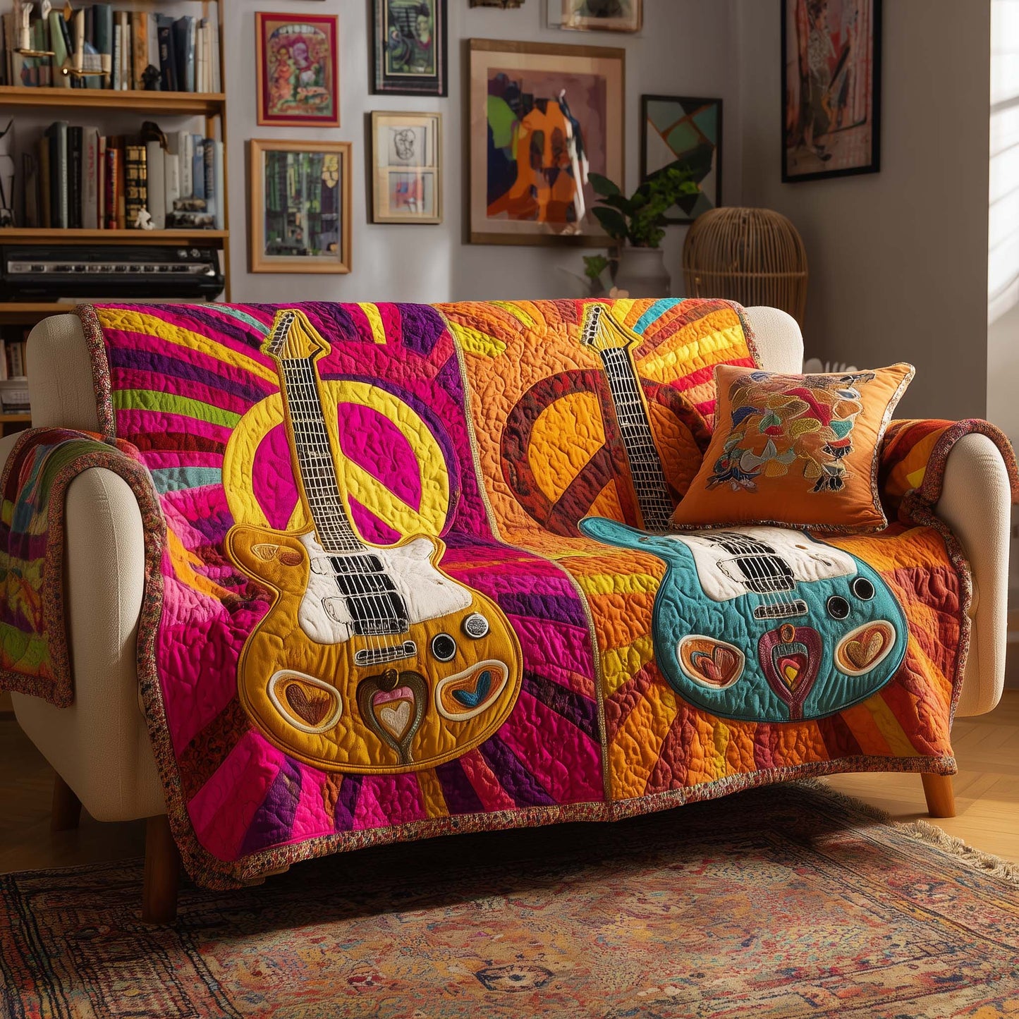 Peace Sign Quilted Sofa Cover GFTOYC1733