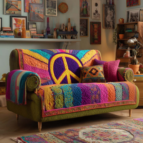 Peace Sign Quilted Sofa Cover GFTOYC1734