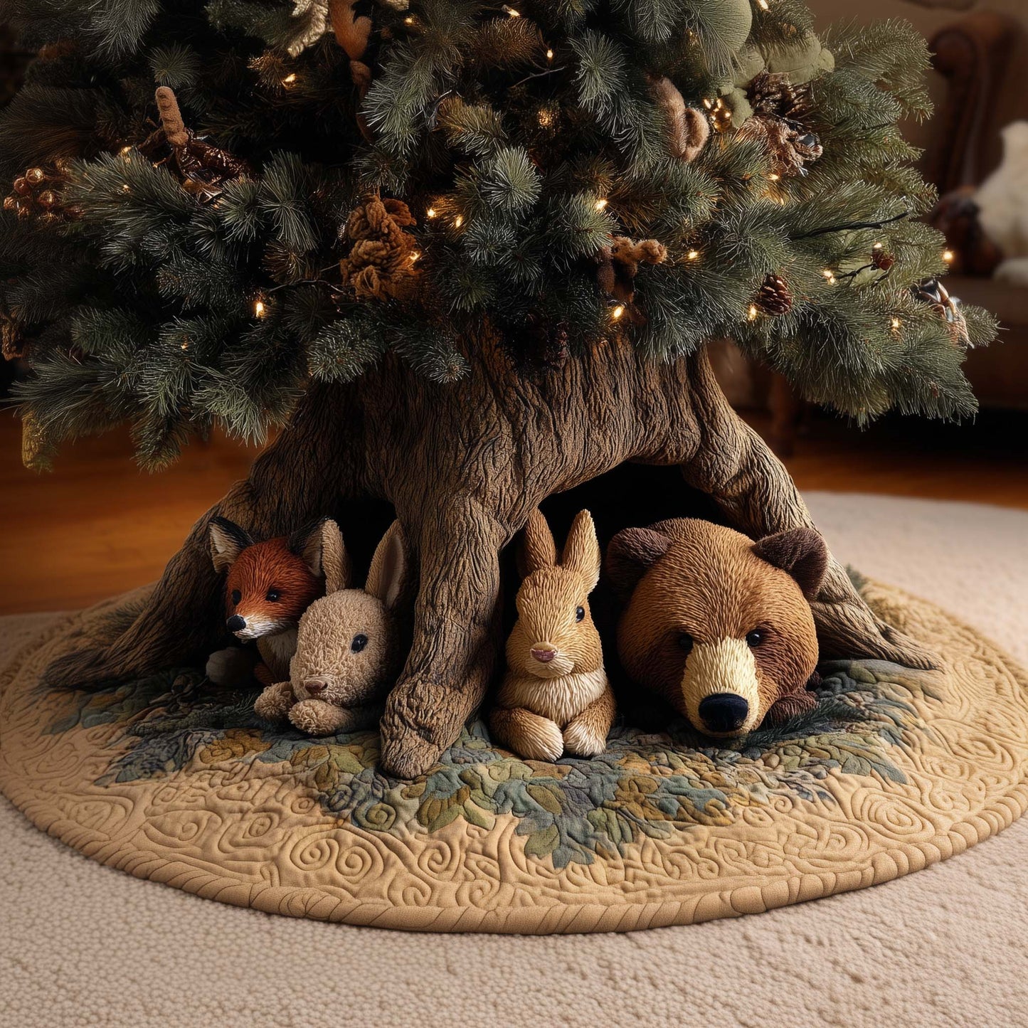 Forest Zoo Quilted Tree Skirt GFTOYC1740