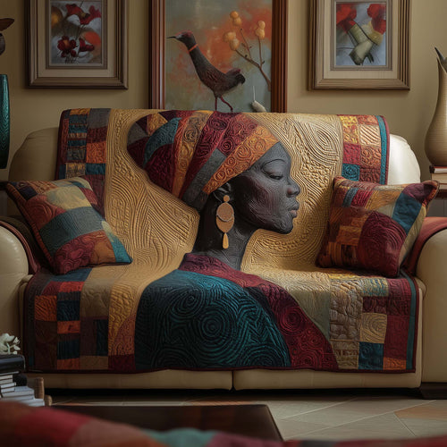 Golden Melanin Quilted Sofa Cover GFTOYC1744