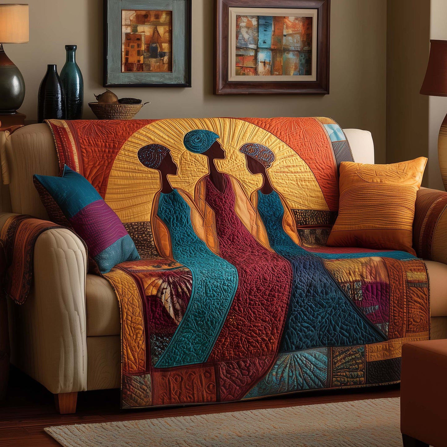 Golden Melanin Quilted Sofa Cover GFTOYC1745