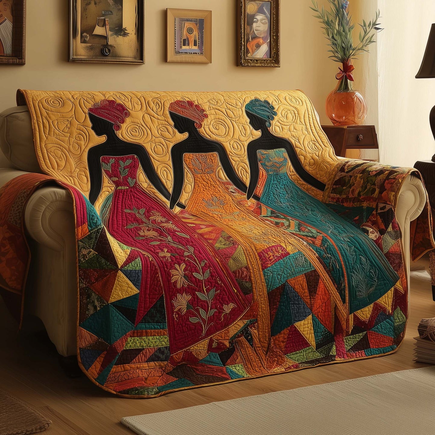 Golden Melanin Quilted Sofa Cover GFTOYC1746