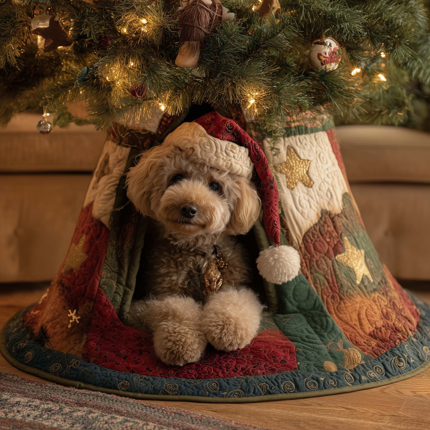 Yuletide Dog Quilted Tree Skirt GFTOYC1750