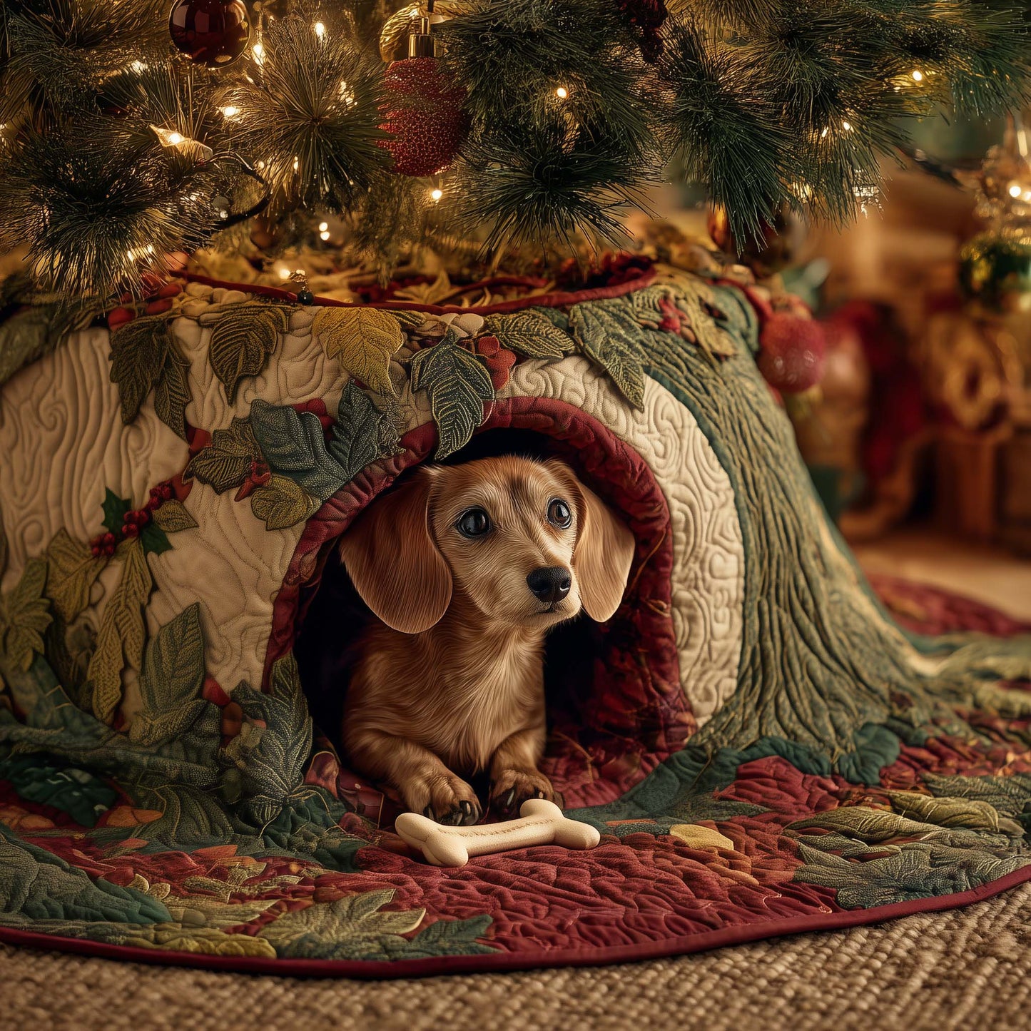 Yuletide Dog Quilted Tree Skirt GFTOYC1752