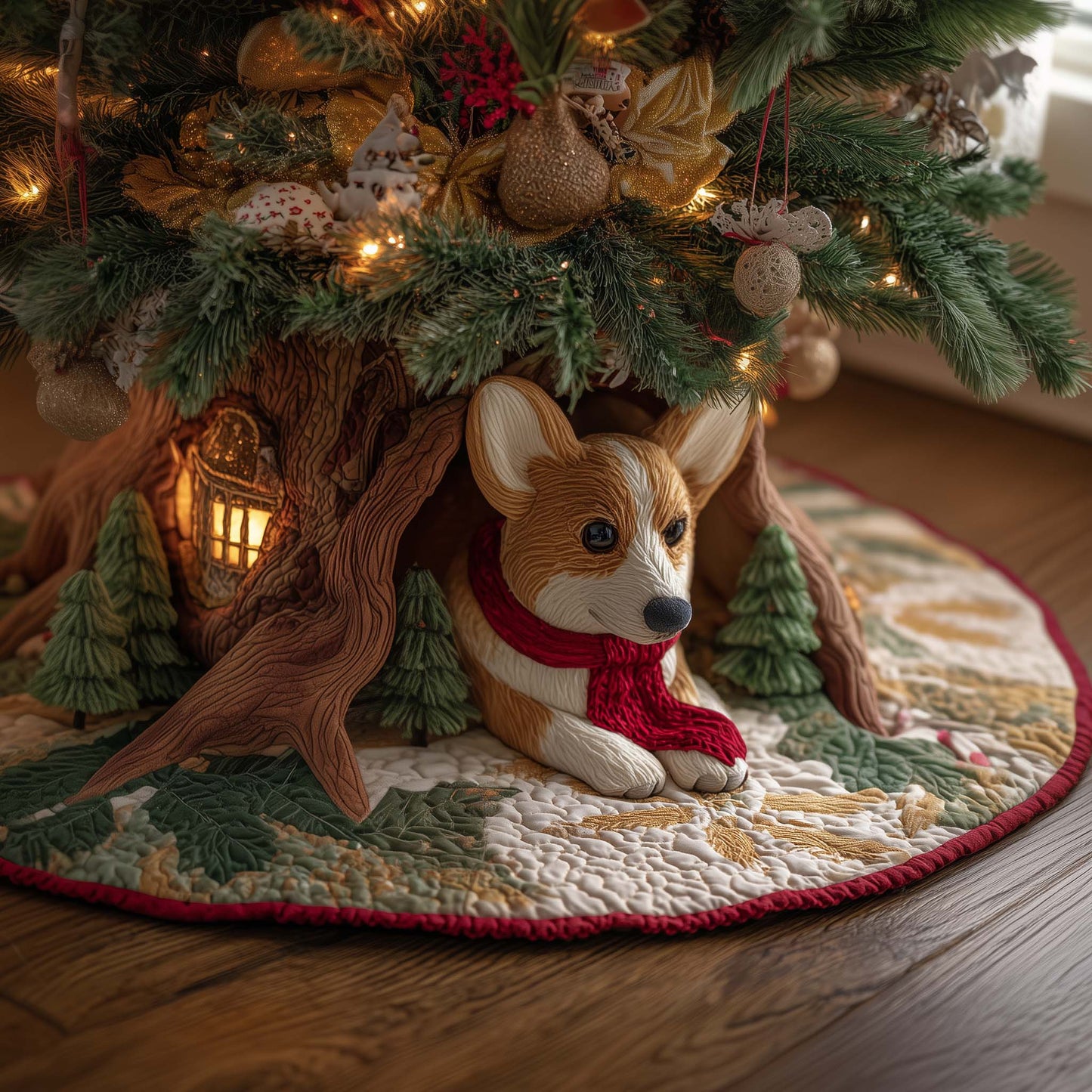 Yuletide Dog Quilted Tree Skirt GFTOYC1754
