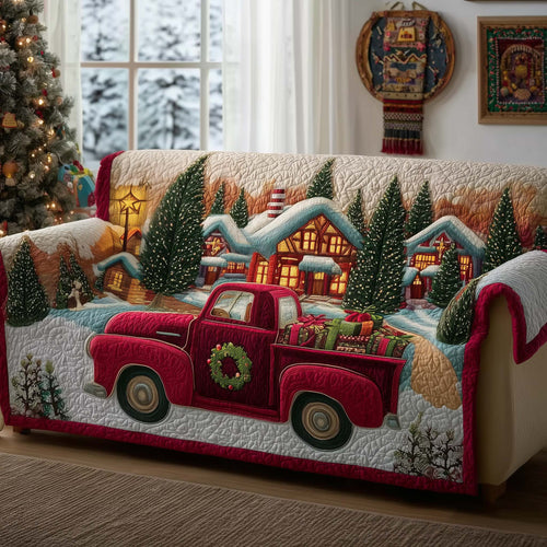 Festive Truck Quilted Sofa Cover GFTOYC1774