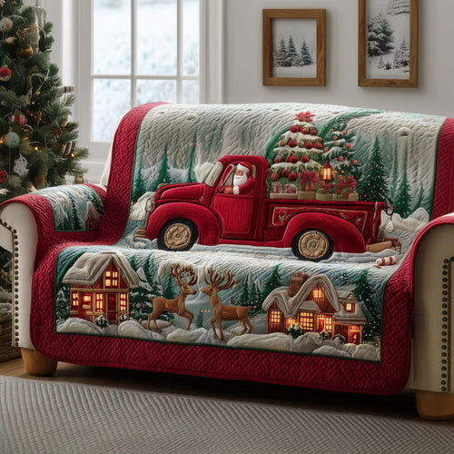 Festive Truck Quilted Sofa Cover GFTOYC1776