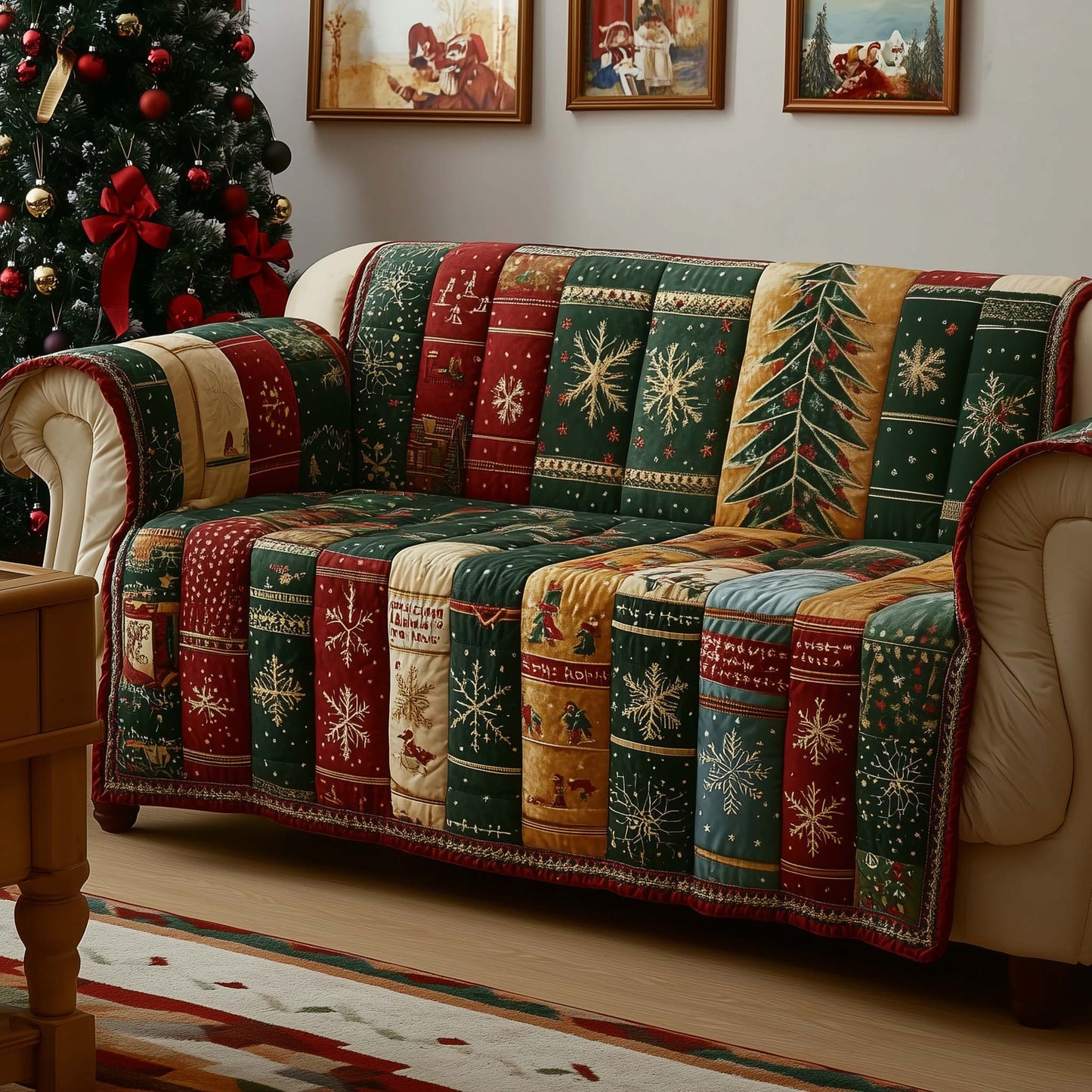 Yuletide Book Quilted Sofa Cover GFTOYC1789