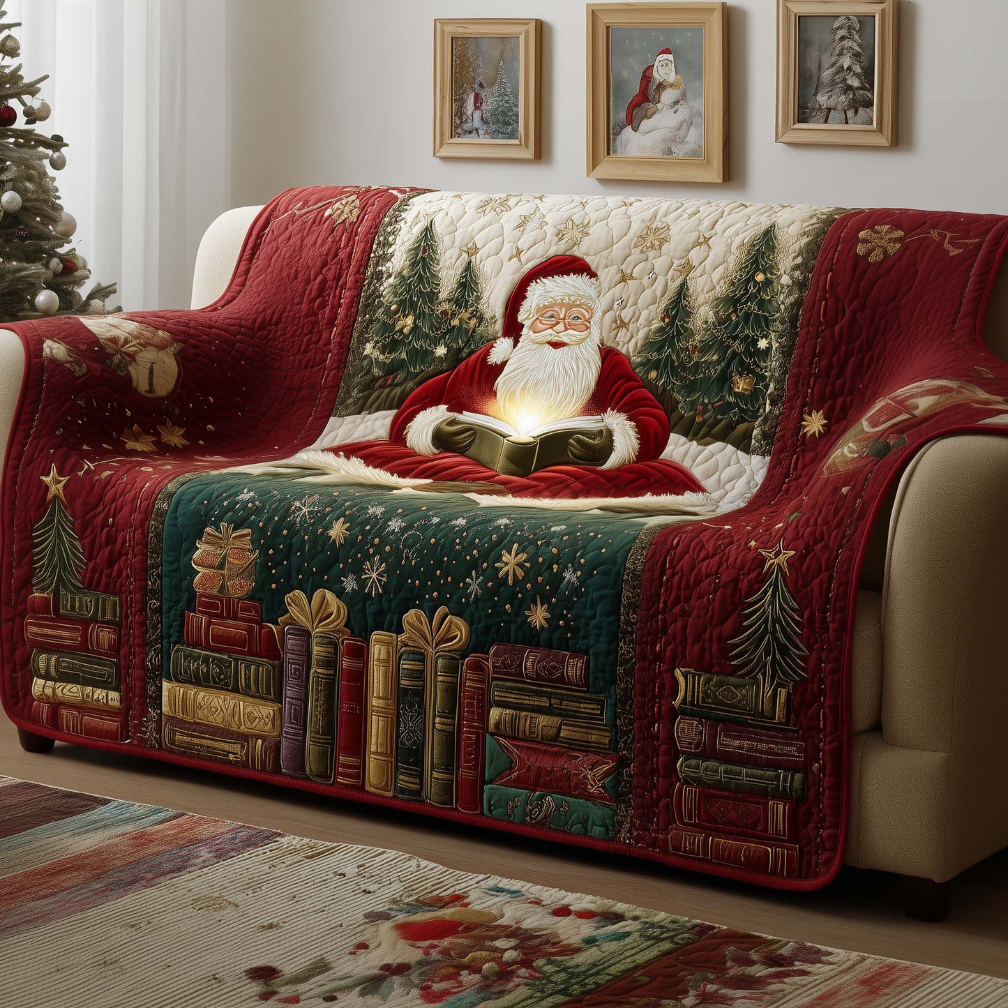 Yuletide Book Quilted Sofa Cover GFTOYC1790