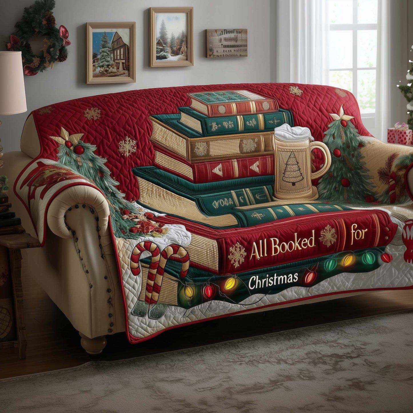 Yuletide Book Quilted Sofa Cover GFTOYC1792