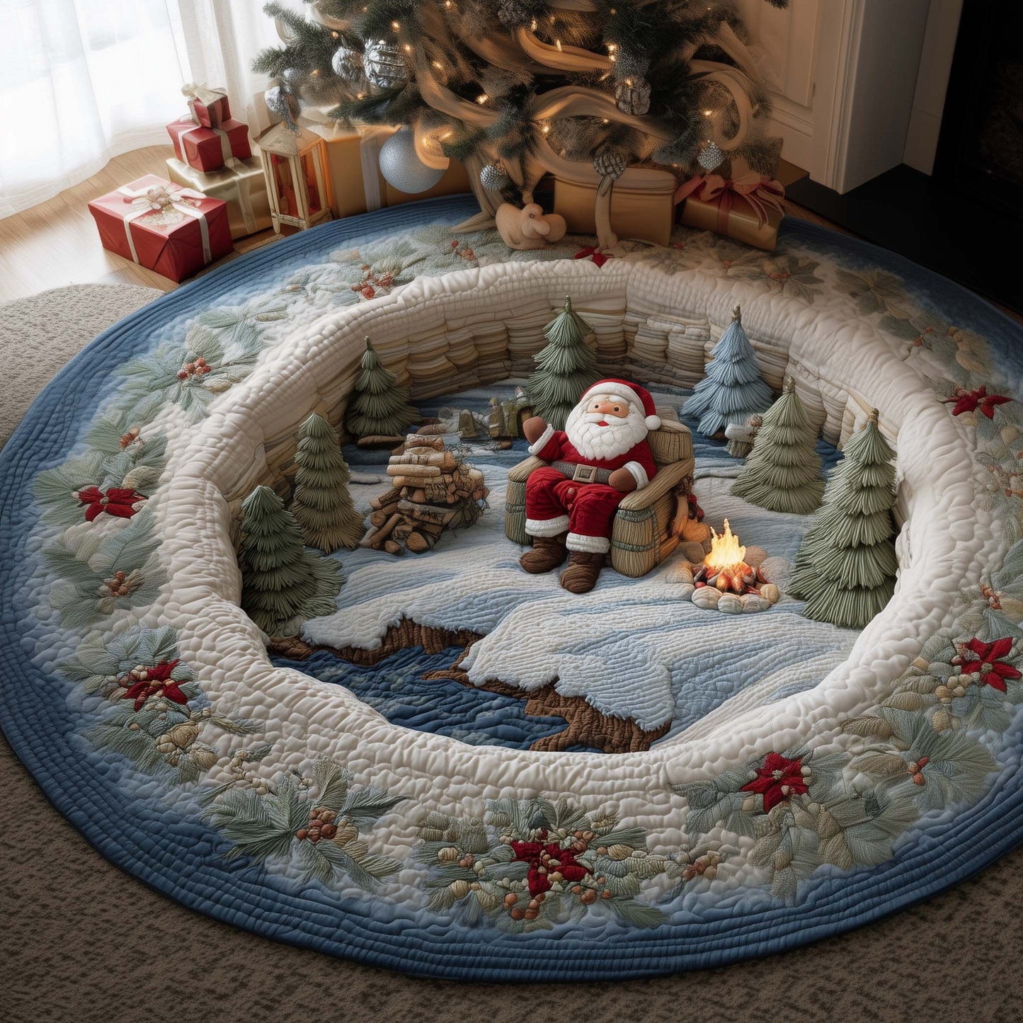 Festive Campfire Quilted Round Mat GFTOYC1797