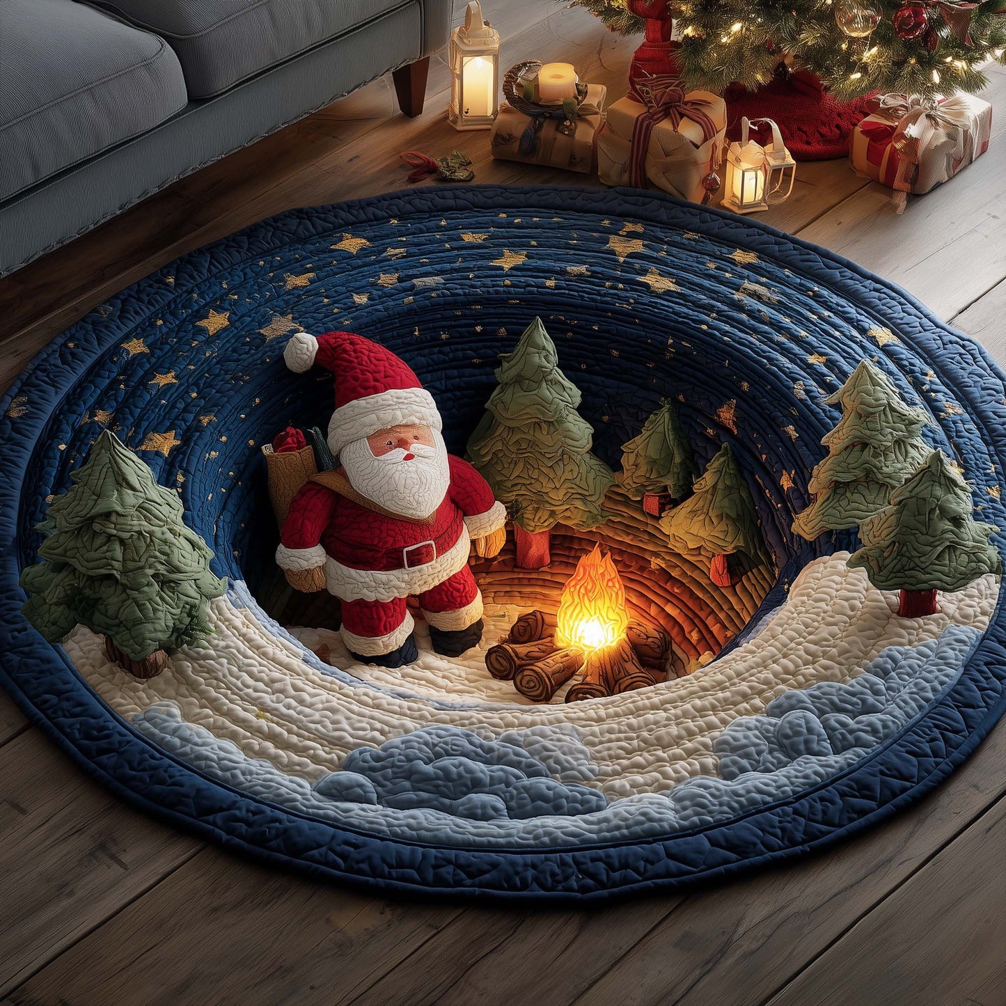 Festive Campfire Quilted Round Mat GFTOYC1799