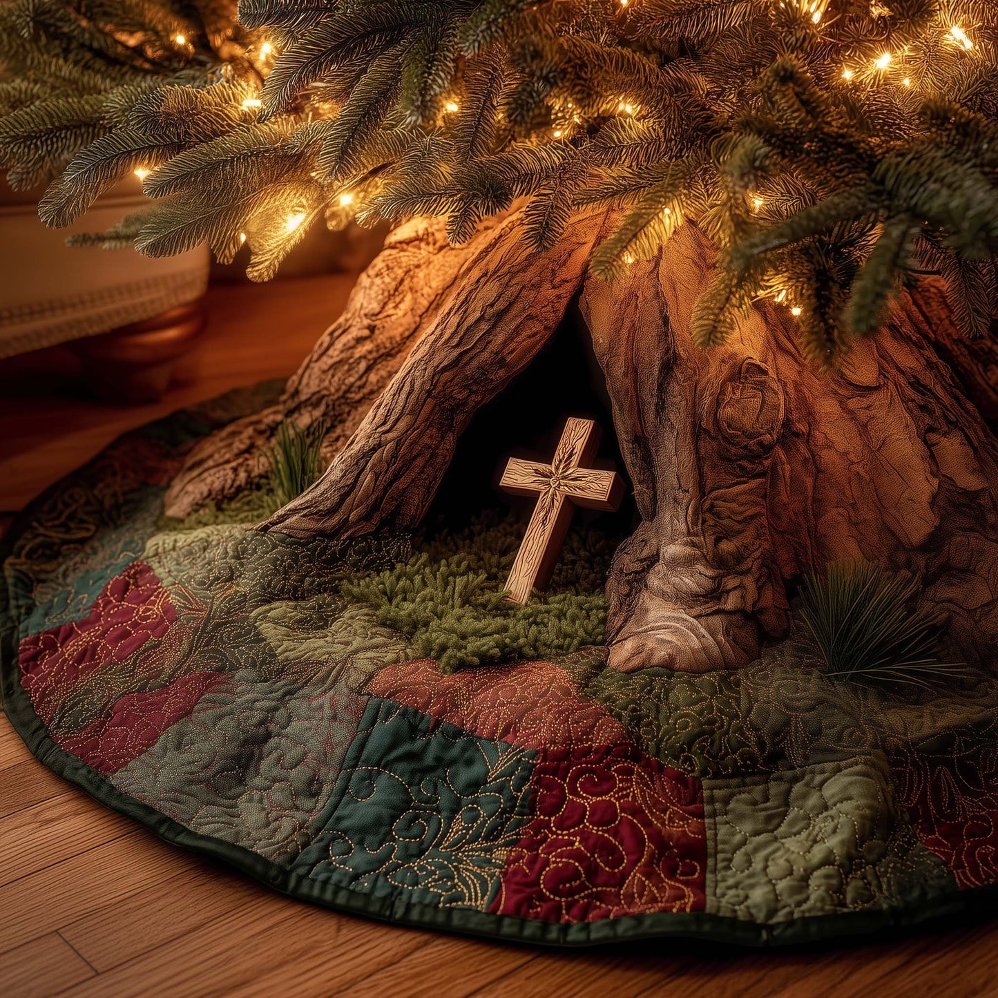 Holy Cross Quilted Tree Skirt GFTOYC1831