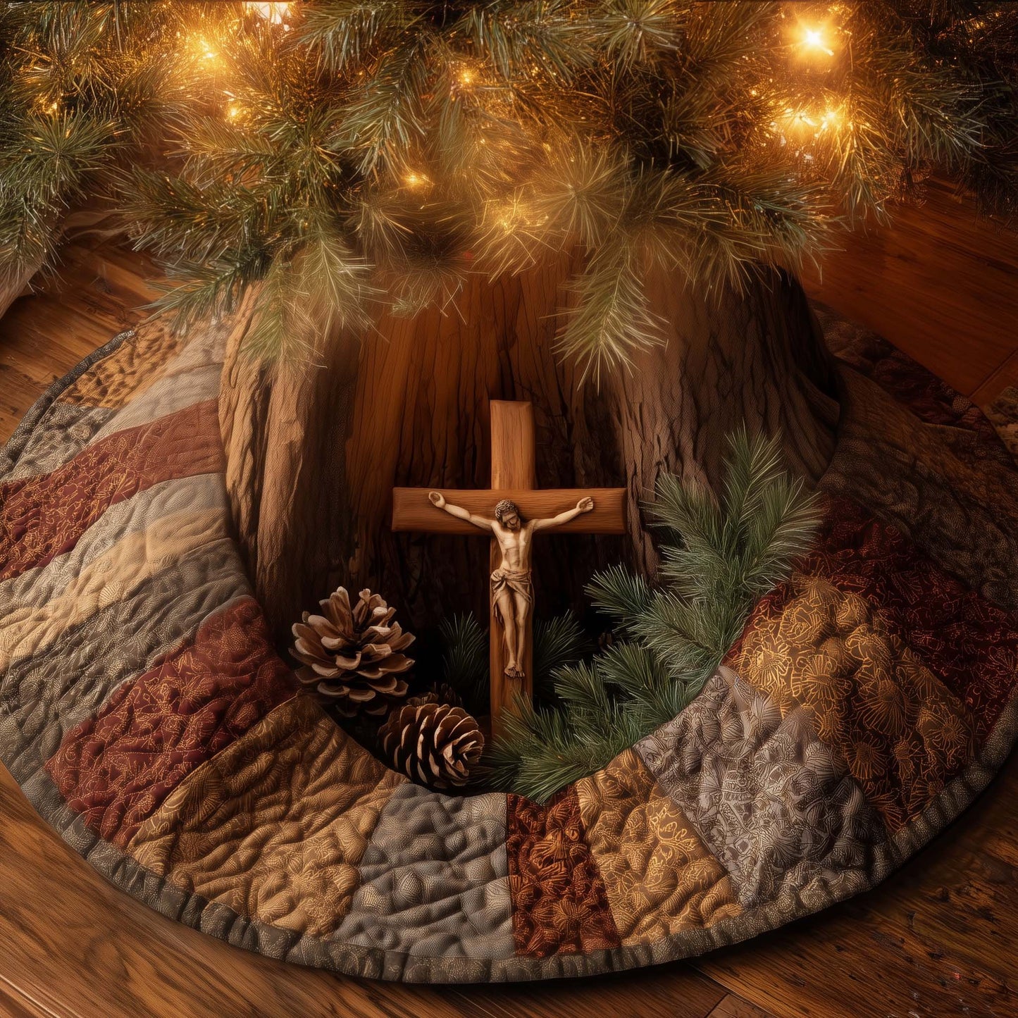 Holy Cross Quilted Tree Skirt GFTOYC1834