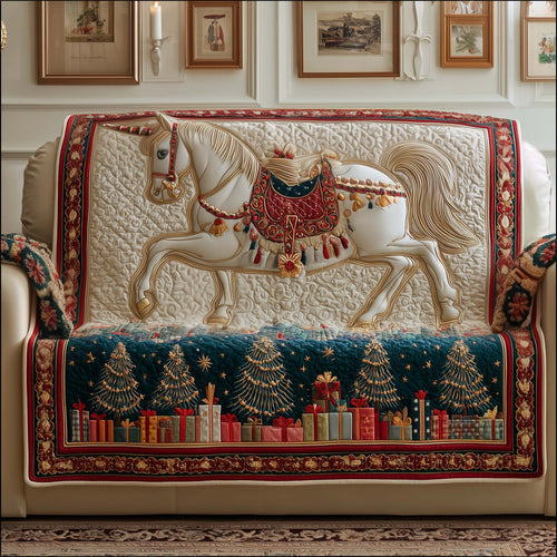 Yuletide Horse Quilted Sofa Cover GFTOYC1838