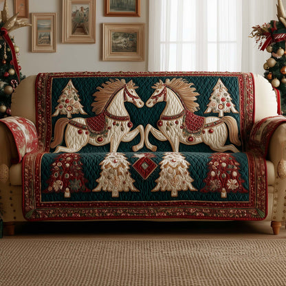 Yuletide Horse Quilted Sofa Cover GFTOYC1840