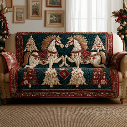 Yuletide Horse Quilted Sofa Cover GFTOYC1840
