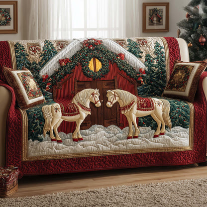 Yuletide Horse Quilted Sofa Cover GFTOYC1841