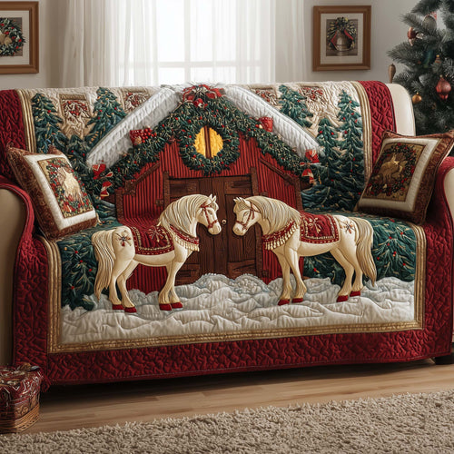Yuletide Horse Quilted Sofa Cover GFTOYC1841