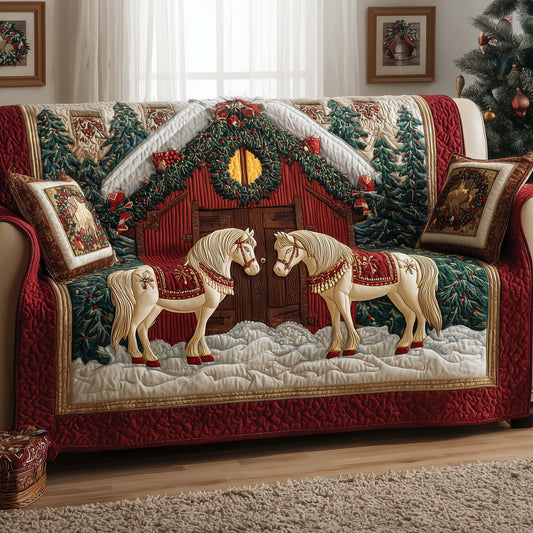 Yuletide Horse Quilted Sofa Cover GFTOYC1841