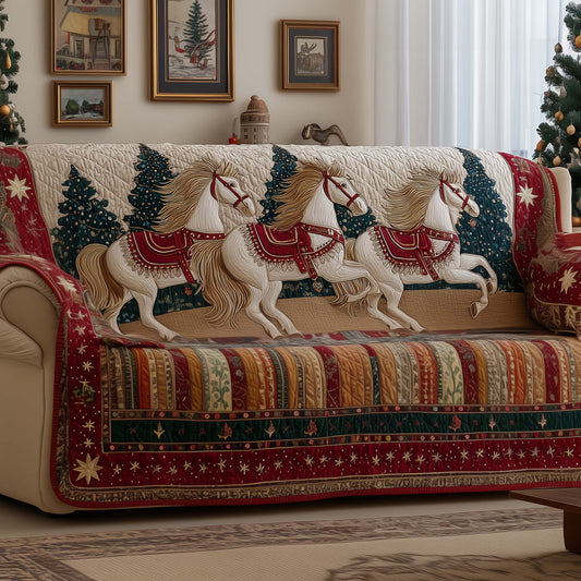 Yuletide Horse Quilted Sofa Cover GFTOYC1842