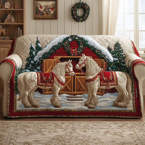 Yuletide Horse Quilted Sofa Cover GFTOYC1843