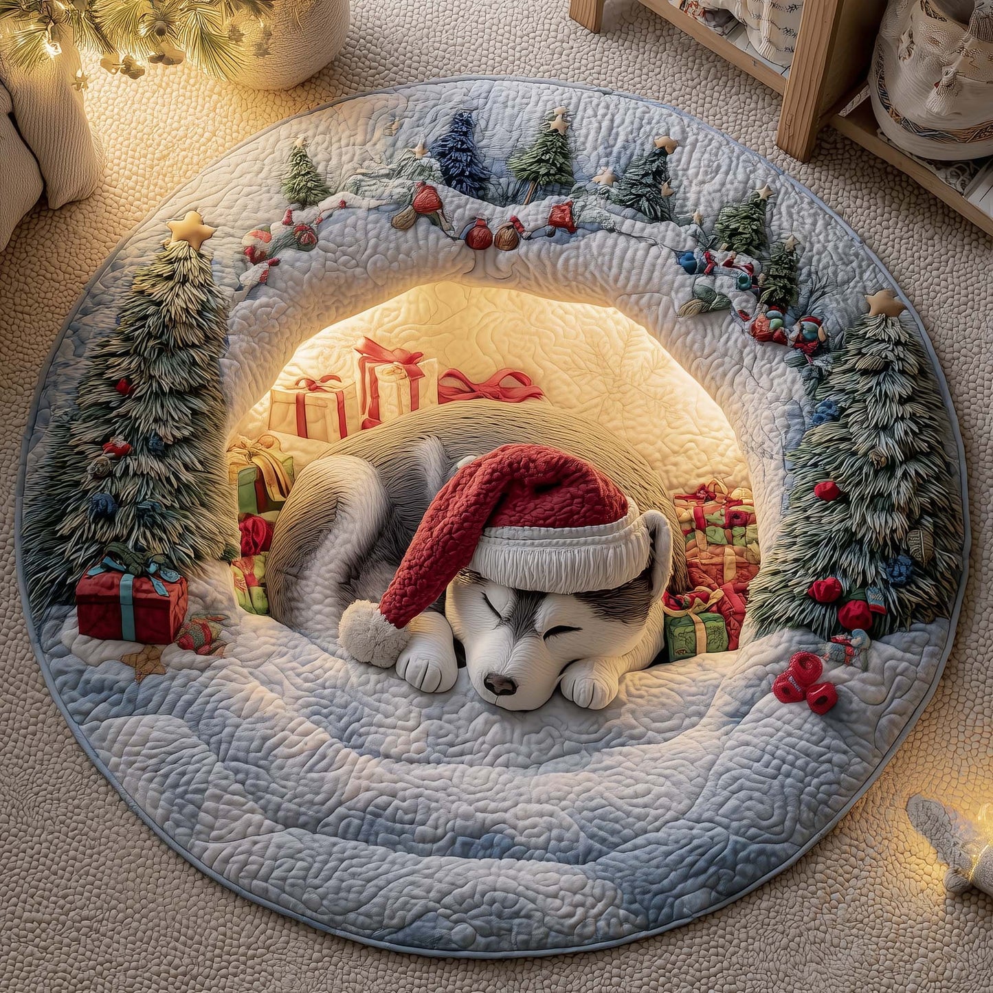 Husky Charm Quilted Round Mat GFTOYC1847