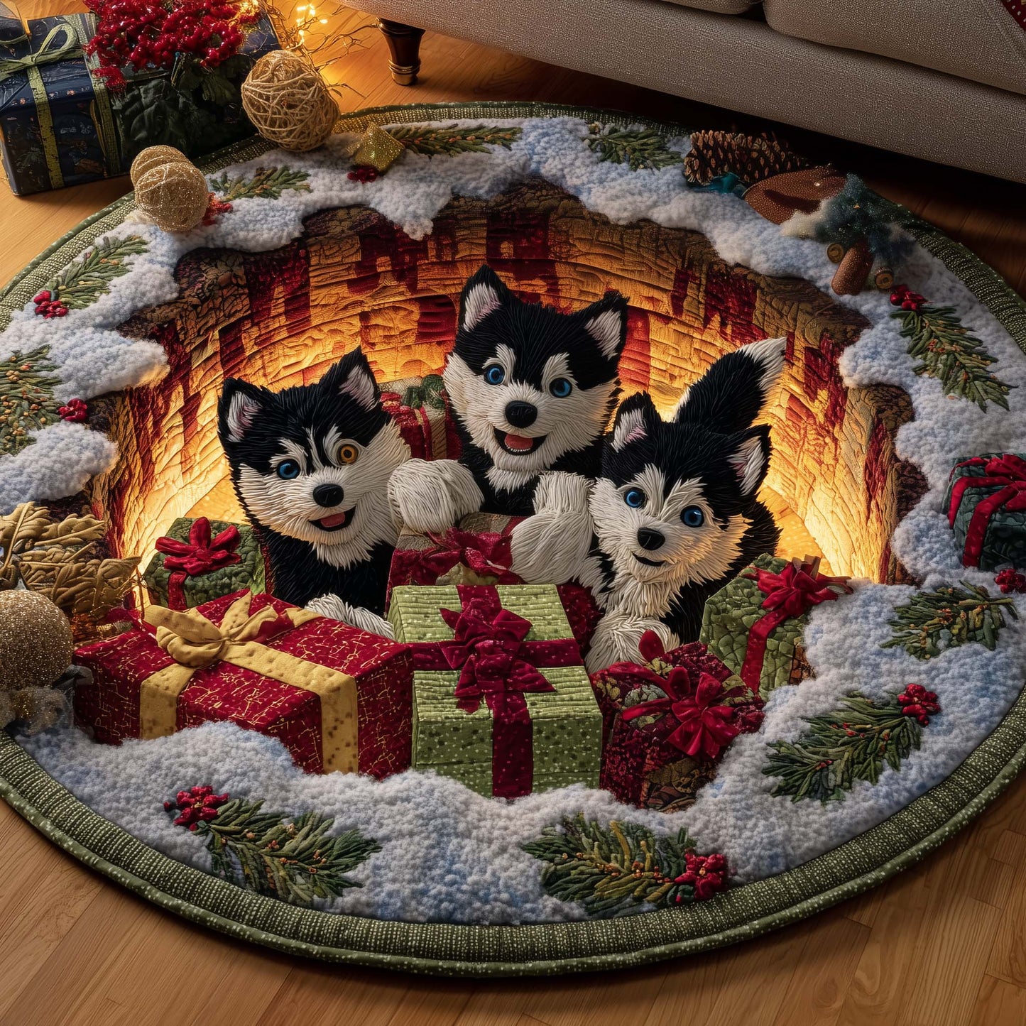 Husky Charm Quilted Round Mat GFTOYC1848