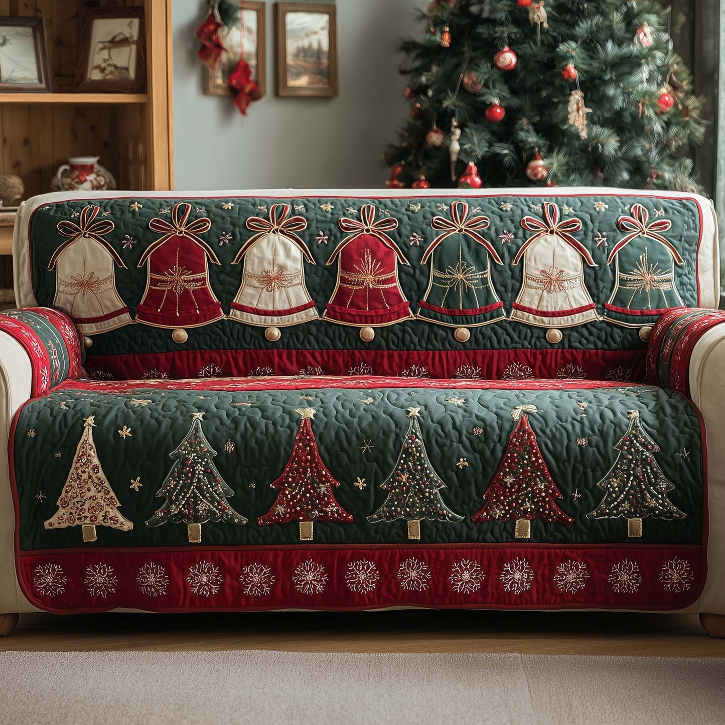 Shimmering Bells Quilted Sofa Cover GFTOYC1873