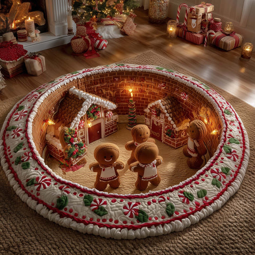 Cheerful Gingerbread Man Quilted Round Mat GFTOYC1877